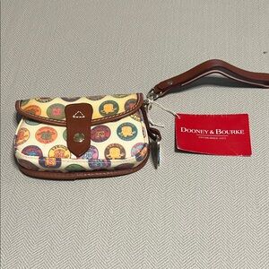 Vintage Dooney & Bourke Colorful Logo Flap Wristlet
